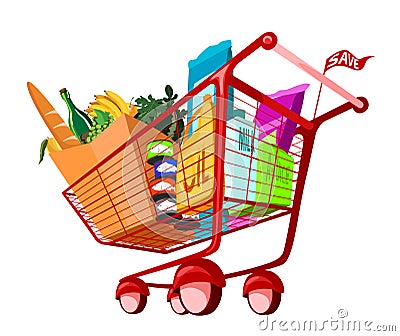 Groceries In Shopping Cart Stock Photos - Ima