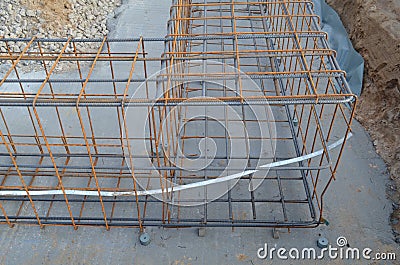 Groundwork: iron mesh for reinforced concrete