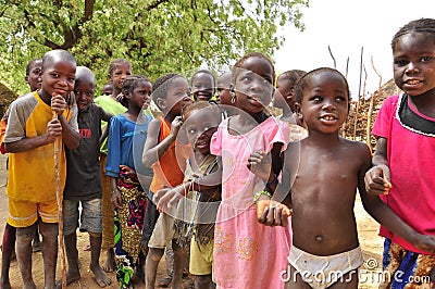 Group of african children in the village