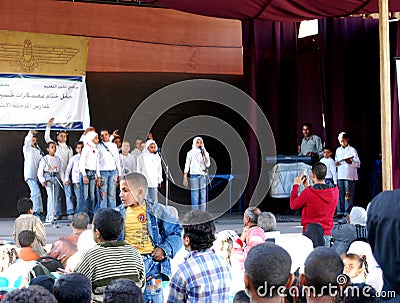 Group of Beautiful Girls coral singing in arabic