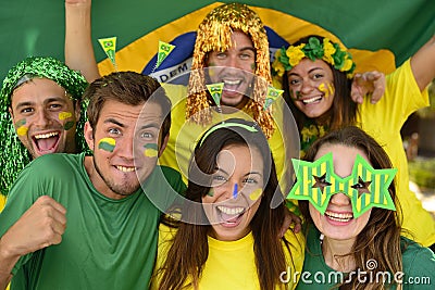 Group of Brazilian sport soccer fans