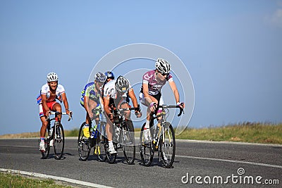 Group of cyclists climbing Cindrel Mountains