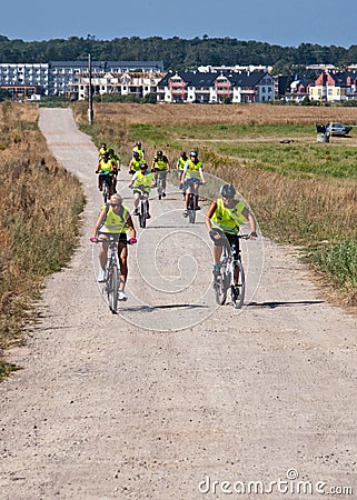 Group of cyclists in Northern Poland