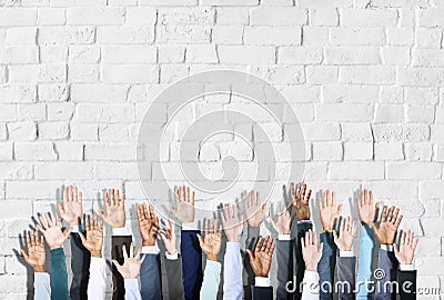 Group of Diverse Business People s Hands Raised