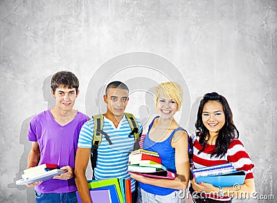 Group of Diverse Multiethnic Cheerful Students