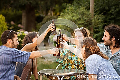 Group of friends making a toast