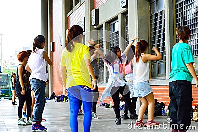 Group of girls practicing dances in Taipei