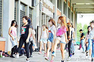 Group of girls practicing dances in Taipei