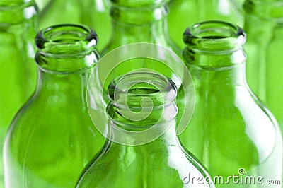 A group of Green beer bottles