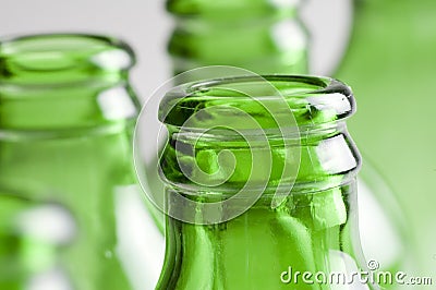 A group of Green beer bottles