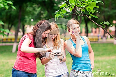 Group Of happy smiling Teenage Students outdoor