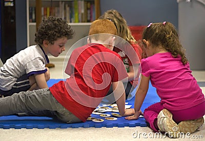 Group of kids in a learning process