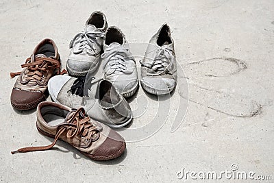 Group of old shoes