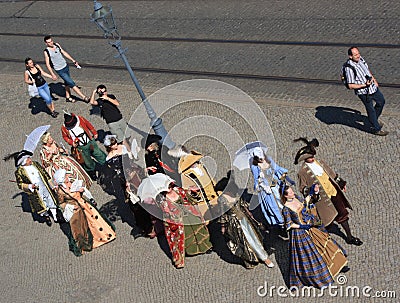 Group of people in medieval clothes in Dresden