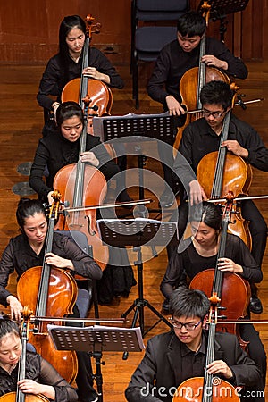 Group of people playing in a classical music concert, china