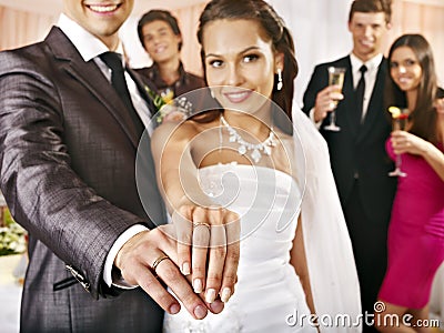 Group people at wedding dance.