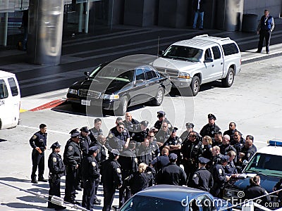 Group of Police Officers gather to discuss tactics