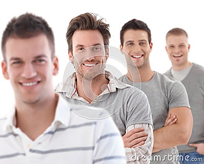 Group portrait of happy young men