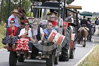 Group portrait of pilgrims, El Rocio, Andalusia