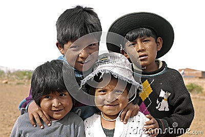 Group portrait of young Bolivian children, Bolivia