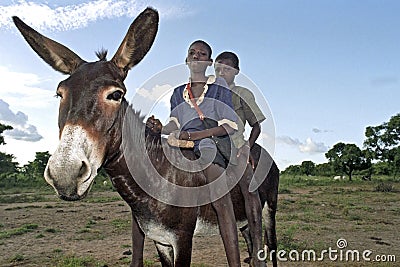 Group portrait of young Ghanaian herdsmen