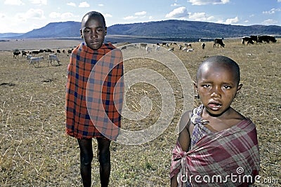 Group portrait of young Maasai herdsmen, Kenya
