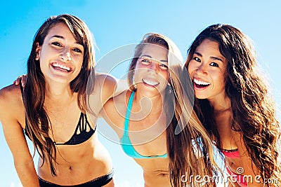 Group of Pretty Girls in Bikinis, Best Friends