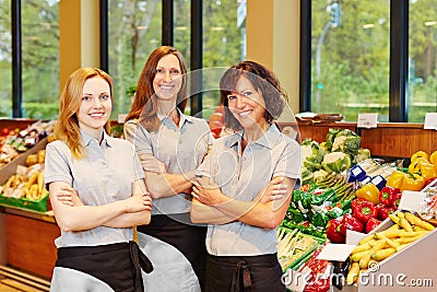 Group of sales women in supermarket