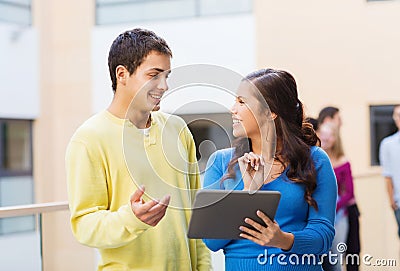 Group of smiling students tablet pc computer