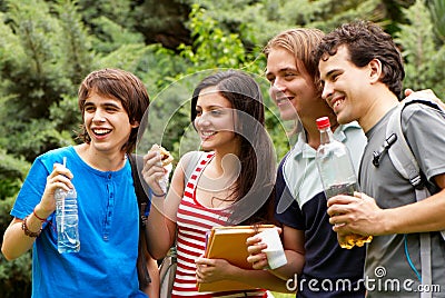 Group of students during a lunch break