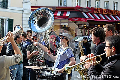 Group of young musicians in Paris