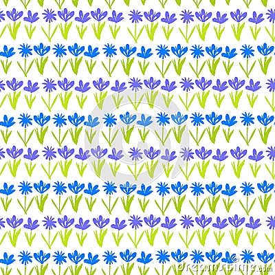 Grunge pattern with small hand drawn flowers.
