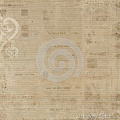 Grungy newspaper antique brown background
