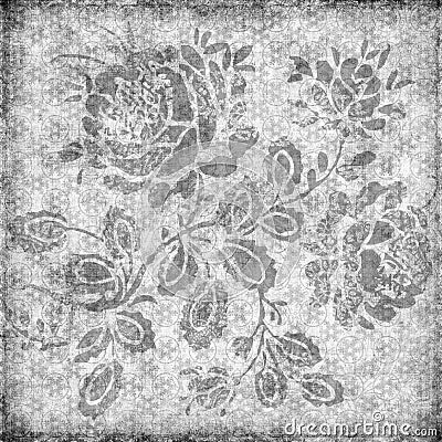 Grungy vintage floral damask scrapbook background