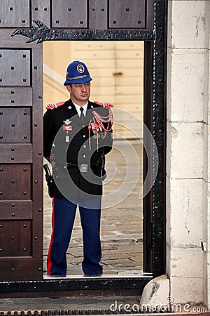 Guard on duty at residence of Prince of Monaco