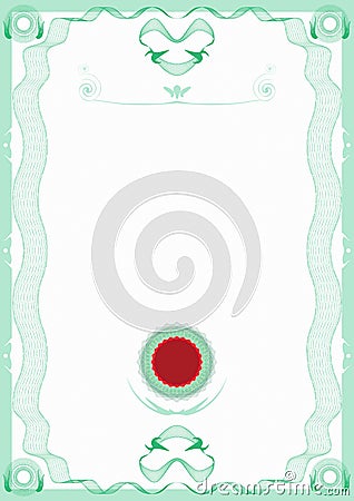 Guilloche Green Border Certificate with Red Seal