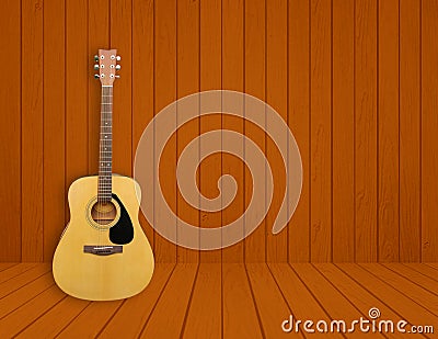 Royalty Free Stock Images: Guitar in blank room background