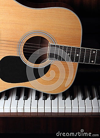 Guitar on old piano keys