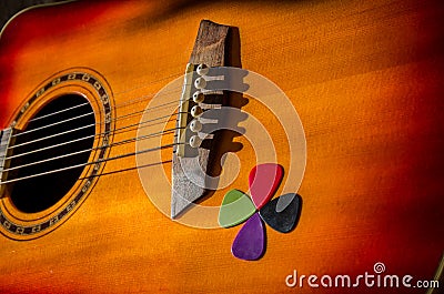 Guitar with picks