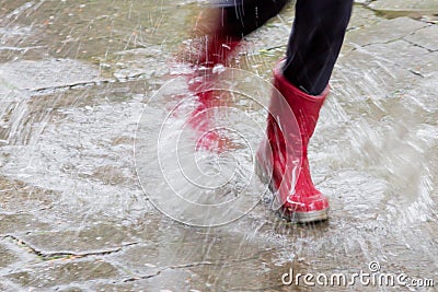 Gum boots in the rain