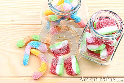 Gummy candy in jars