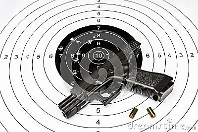 Gun and shooting target