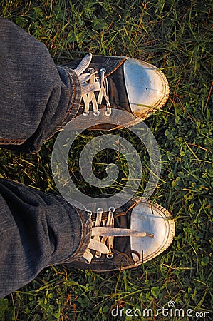 Gym shoes on a grass