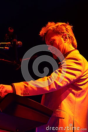 A-ha band (Morten Harket, Paul Waaktaar-Savoy, Magne Furuholmen) performs during the live concert in Minsk on November 6, 2010