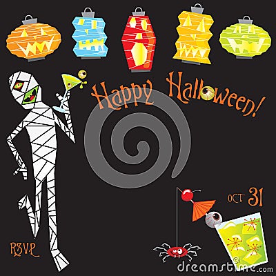 Halloween Cocktail Party Invitation Royalty Free
