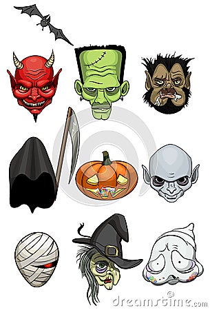 Halloween monster heads