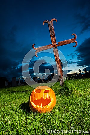 Halloween pumpkin graveyard