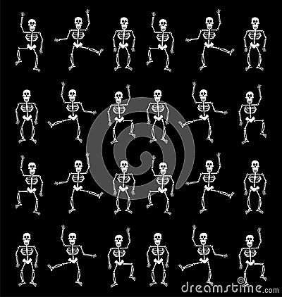 Halloween Skeleton Pattern. Black Background
