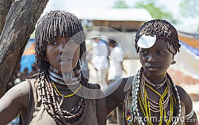 Hamar women sellers at village market. Lower Omo V