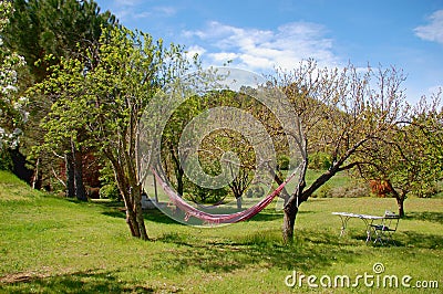 Hammock in the garden of family hotel in Provence